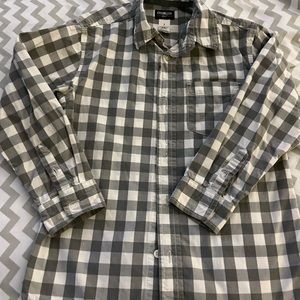 Bottom down shirt boys 7 long sleeve plaid gray and white